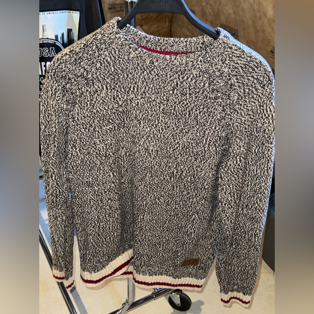 Roots Black and White Crewneck Sweater